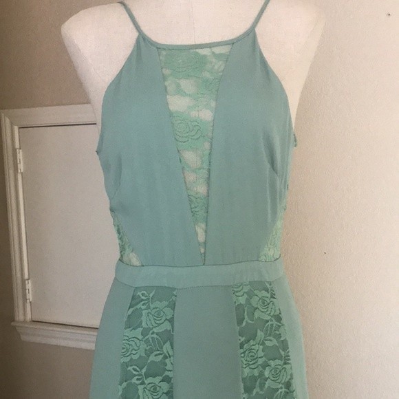 Sage green Rose Panel Lace Maxi Summer Dress - Picture 2 of 16